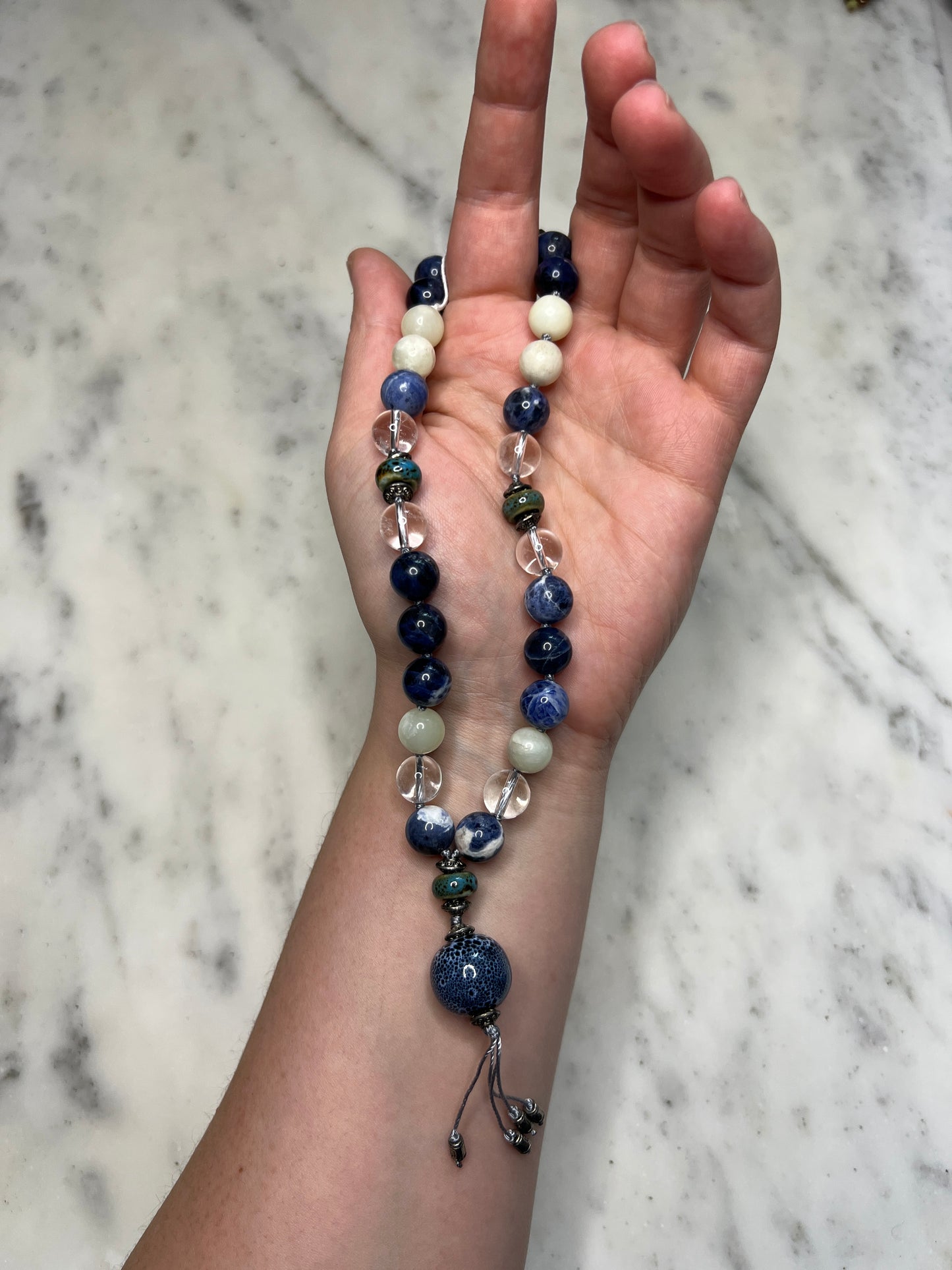 Sodalite & Jade Mala