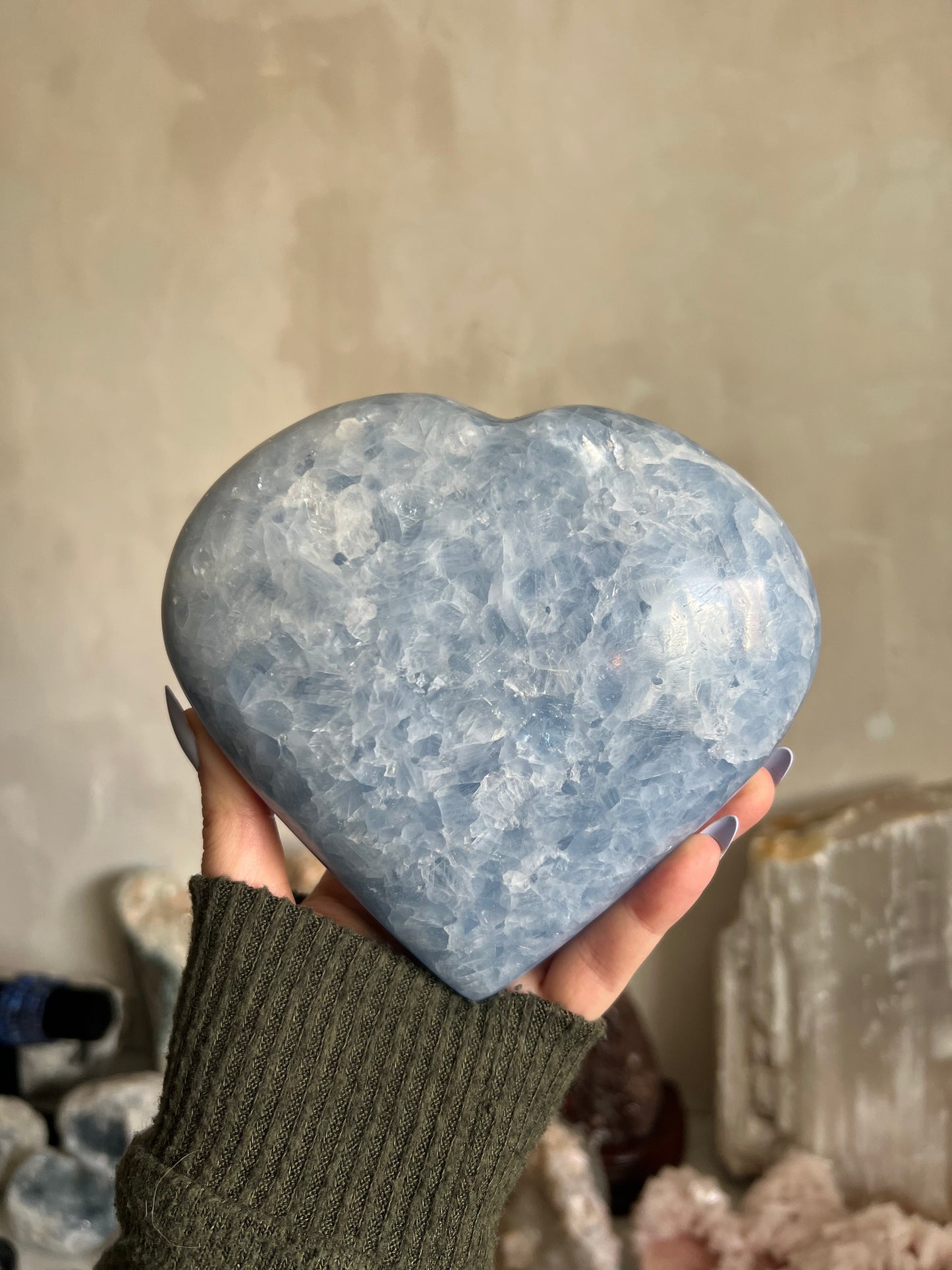 Blue Calcite Heart