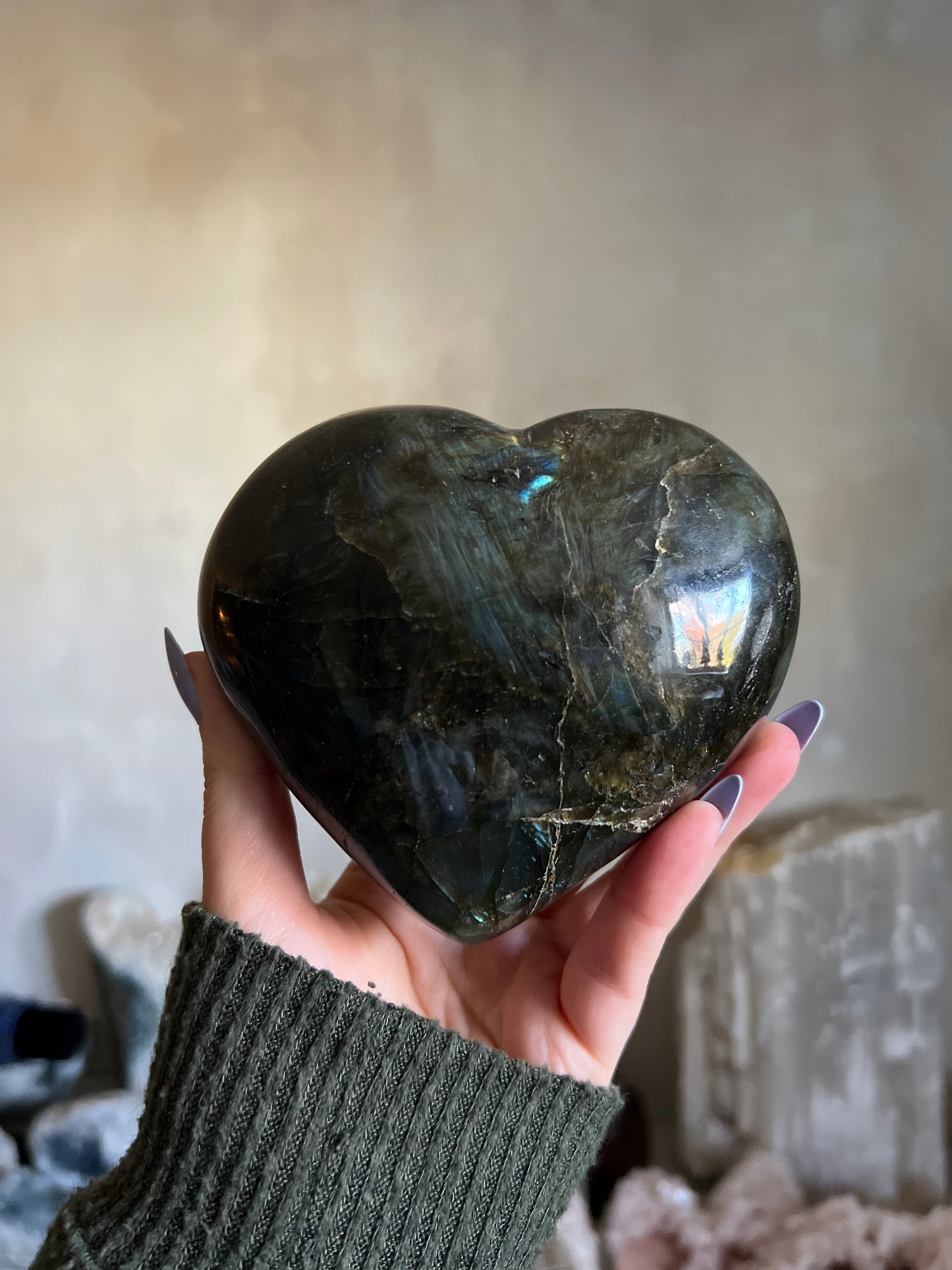 Labradorite Heart