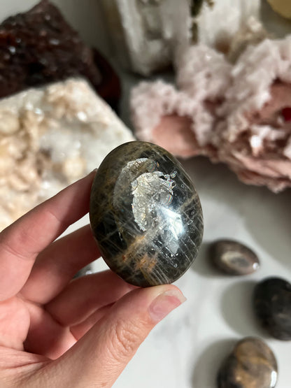 Black Moonstone Palm Stone